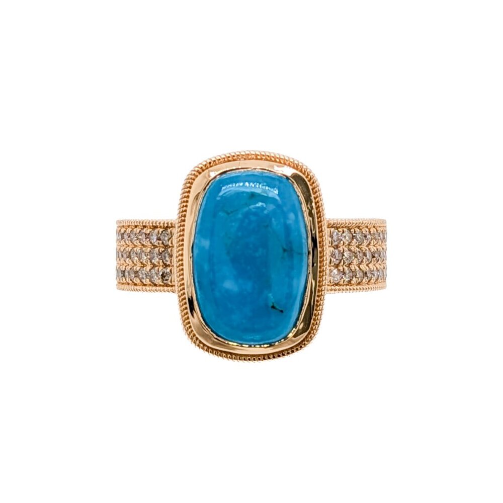 3.3cts Sonoran Turquoise Ring in Solid 14K Gold with Natural Diamond Accents